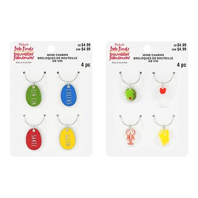 Assorted Wine Charms, 4pc. by Fab Finds