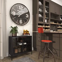 12" Brown Wood Tray with Black Metal Legs