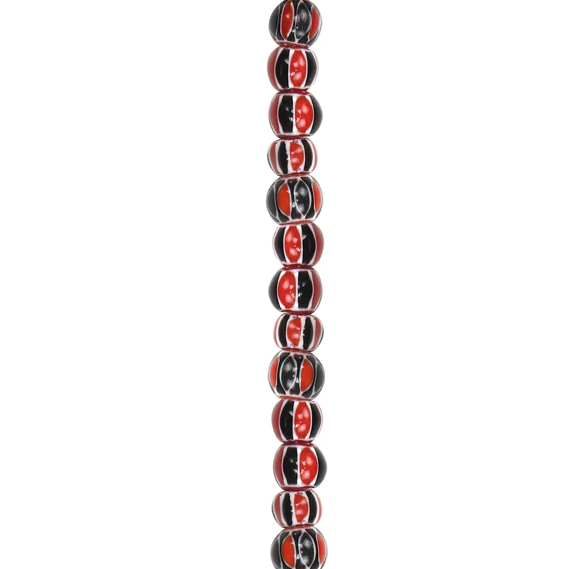 Red, White & Black Lamp Work Glass Beads by Bead Landing®