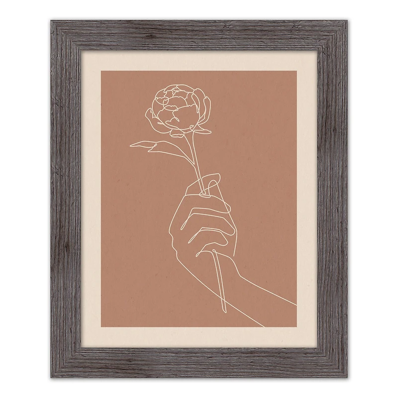 Framed Western Floral Line Drawing Print