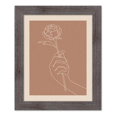 Framed Western Floral Line Drawing Print