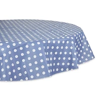 Stonewash Blue Polka Dot Vinyl Tablecloth 70" Round