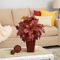 19" Autumn Maple Leaf Plant in Decorative Planter