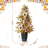 Glitzhome® 36" Fall Neutral Sunflower, Pumpkin and Leaf Porch Tree