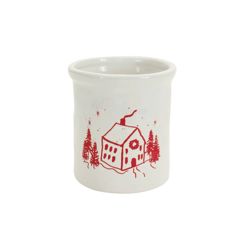 Crock Containers With House Image Set, 4ct.
