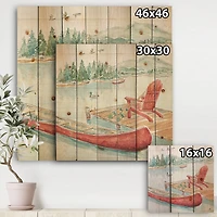 Designart - Lake Moments IV - Lake House Print on Natural Pine Wood