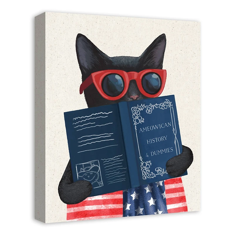 16" x 20" Patriotic Cat Canvas Wall Art