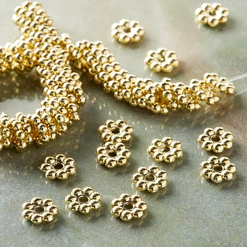 Gold Bump Metal Rondelle Beads, 8mm by Bead Landing™