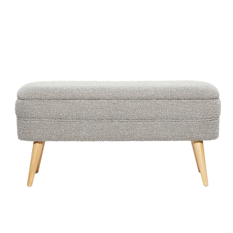 40" Contemporary Polyester & Wood Storage Bench