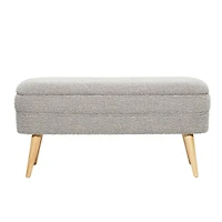 40" Contemporary Polyester & Wood Storage Bench