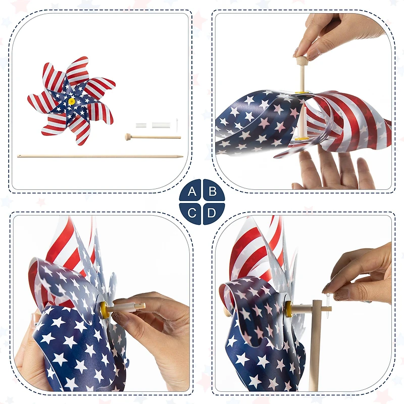 Glitzhome® 24" Stars & Stripes Patriotic Windmills, 6ct.