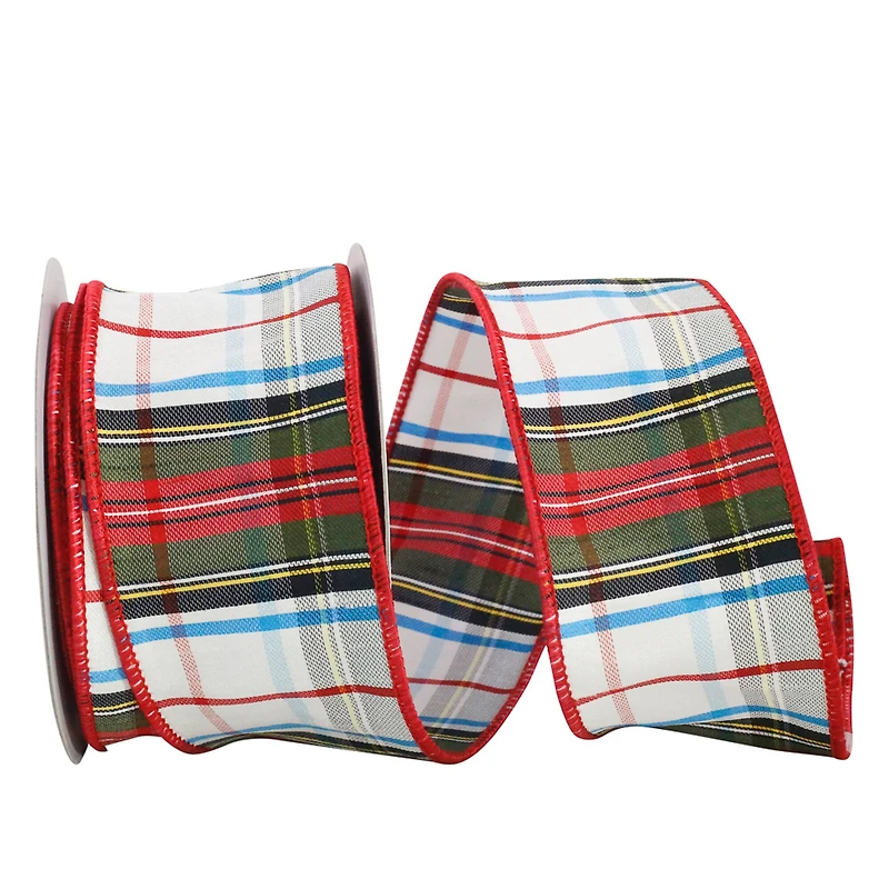 JAM Paper 2.5" x 10yd. Squire Wired Edge Plaid Ribbon