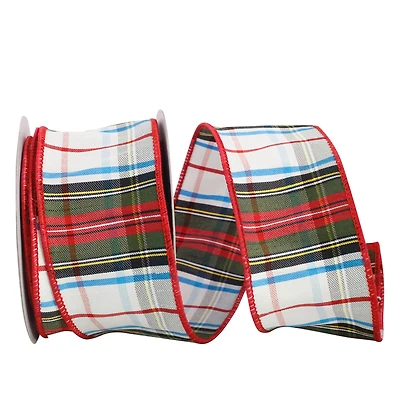 JAM Paper 2.5" x 10yd. Squire Wired Edge Plaid Ribbon