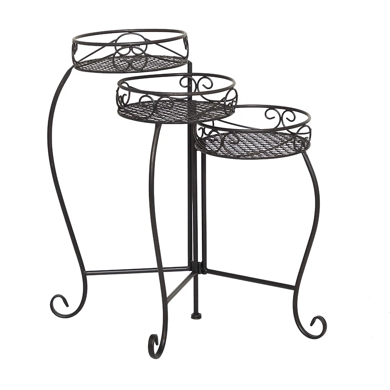 Black Iron Industrial Plantstand, 23" x 22" x 17"