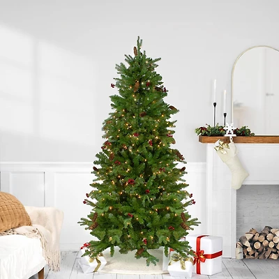 6.5ft. Pre-Lit Real Touch™️ Mixed Winter Berry Pine Artificial Christmas Tree, Clear Lights