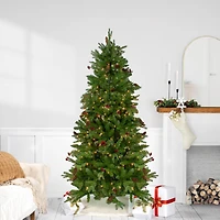6.5ft. Pre-Lit Real Touch™️ Mixed Winter Berry Pine Artificial Christmas Tree, Clear Lights