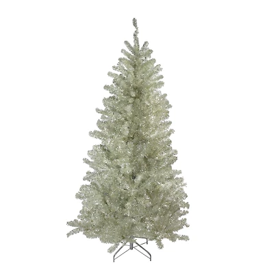7ft. Unlit Metallic Platinum Artificial Tinsel Christmas Tree