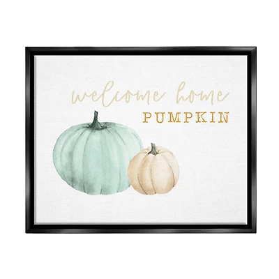 Stupell Industries Welcome Home Pumpkin Phrase Framed Floater Canvas Wall Art