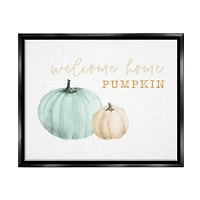 Stupell Industries Welcome Home Pumpkin Phrase Framed Floater Canvas Wall Art