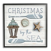 Stupell Industries Christmas By The Sea Phrase Framed Giclee Art