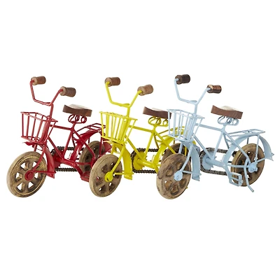 10" Multi-Colored Metal Vintage Bicycle Sculpture, 3ct.