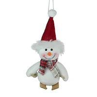 Skiing Snowman with Red Santa Hat Ornament