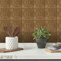 Roommates Copper Tin Tile Peel & Stick Backsplash