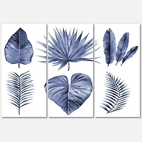 Designart - Tropical Blue Watercolour Leaves IV
