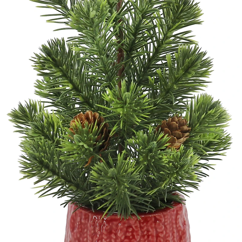 12" Pine & Pinecone Accent Tree in Red Pot by Ashland®