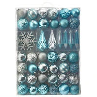 52ct. 6" Blue & Silver Shatterproof Ornament Set