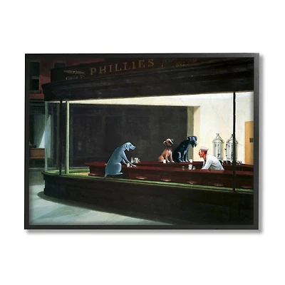 Stupell Industries Night Dogs Classic Painting with Frame Wall Accent