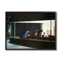 Stupell Industries Night Dogs Classic Painting with Frame Wall Accent
