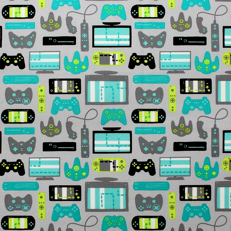 Camelot Fabrics Game On Light Grey Equipment Cotton Fabric