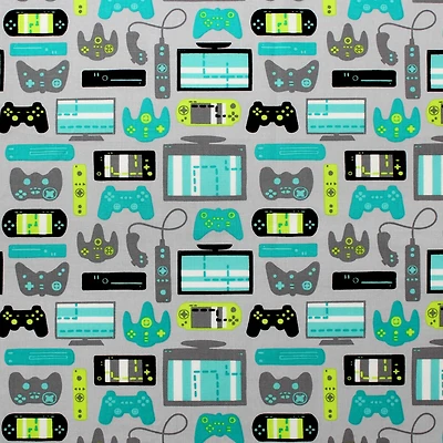 Camelot Fabrics Game On Light Grey Equipment Cotton Fabric