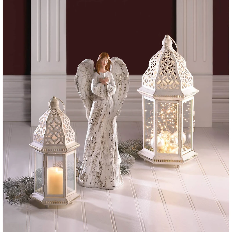 12'' Sublime Distressed White Lantern