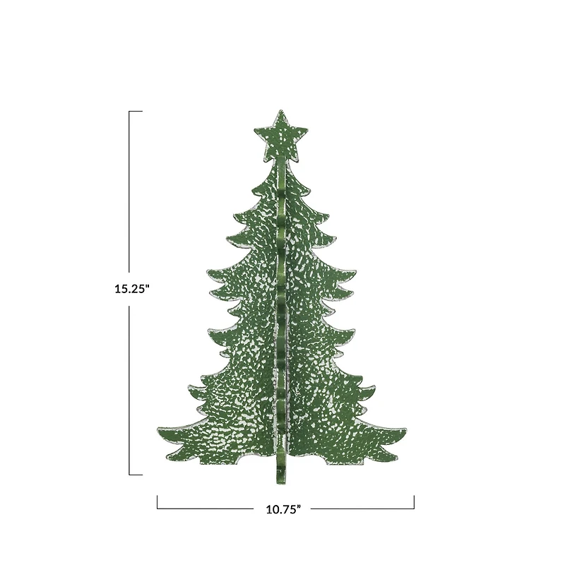 Hello Honey® 15.25" Distressed Green Interlocking Christmas Tree with Star
