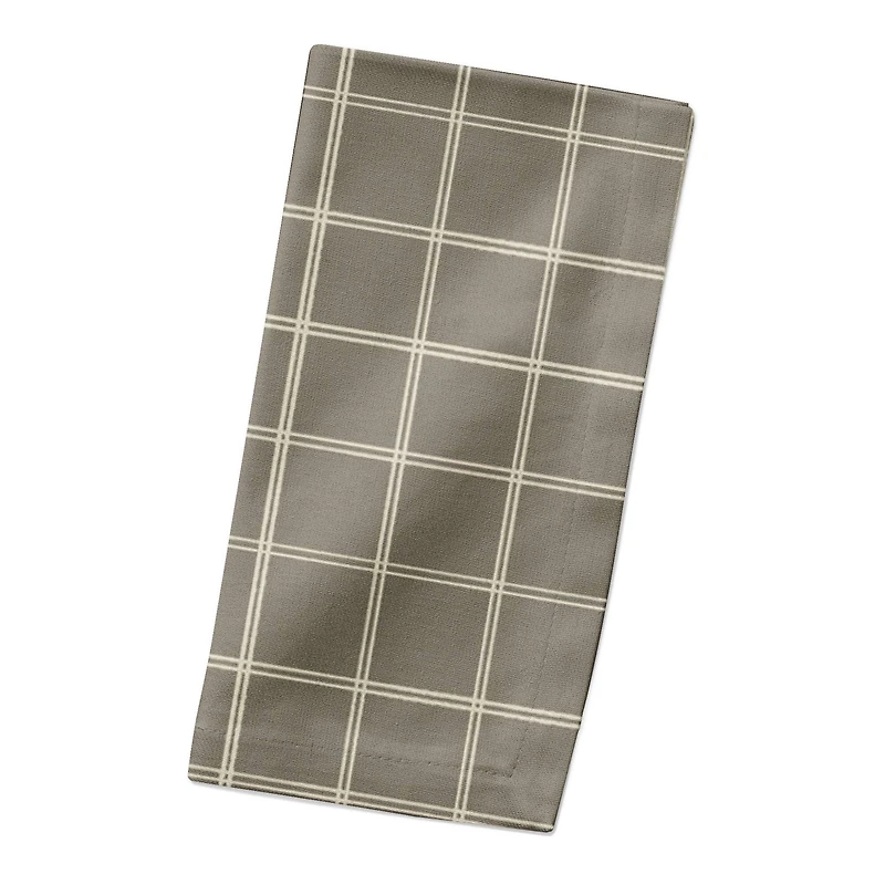 Taupe & White Check Cotton Twill Napkin