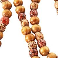 5ft. Wood Handmade Long Beaded Garland with Tassel with Bohemian Patterns