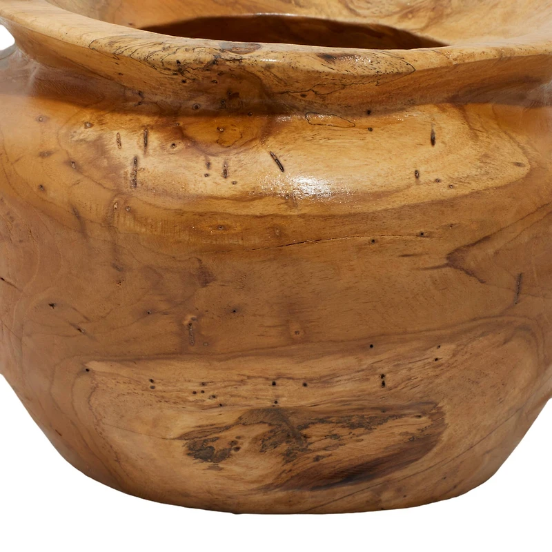 9" Natural Brown Wood Decorative Bowl