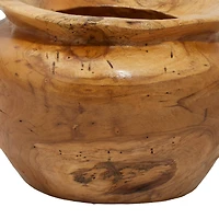 9" Natural Brown Wood Decorative Bowl