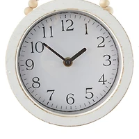 10" Traditional White Wood Wall Clock with Rope Strap Set