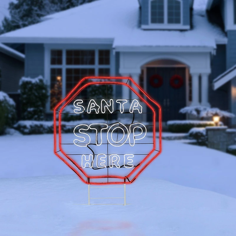 44'' Santa Stop Here LED Light Strip Sign