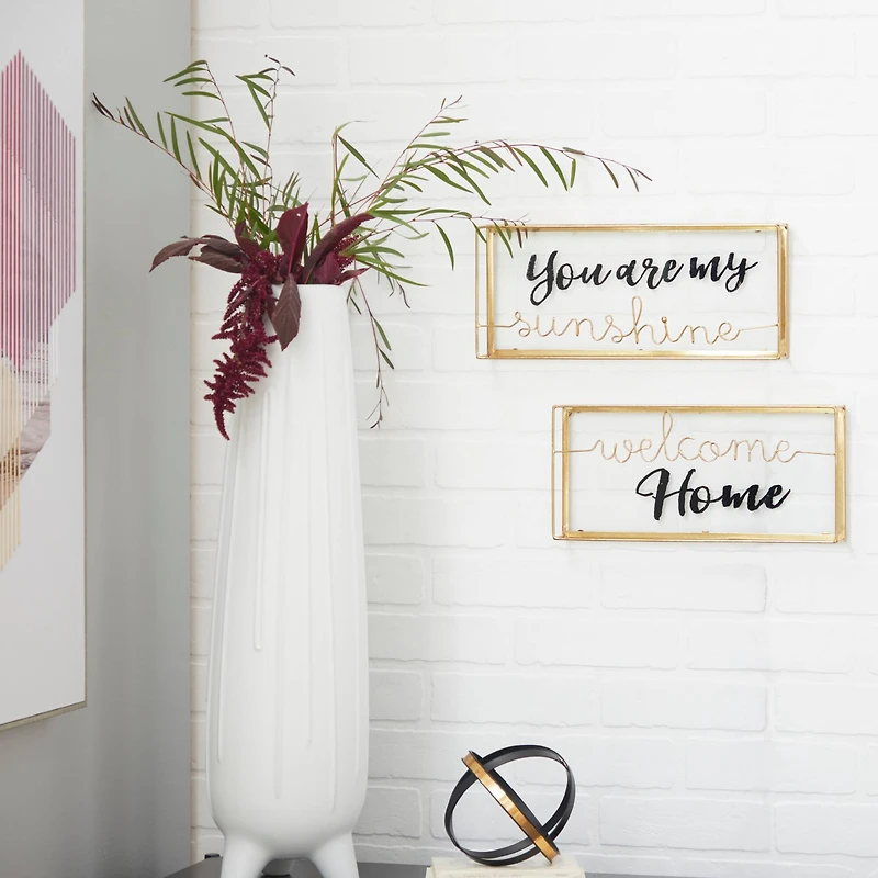 Gold Metal Contemporary Wall Sign Set