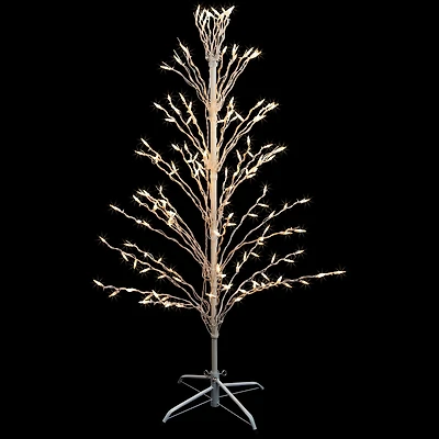 4ft. Pre-Lit White Cascade Twig Outdoor Artificial Christmas Tree, Clear Lights