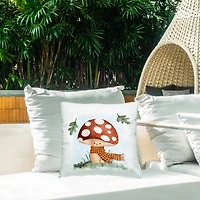 Stupell Industries Happy Mushroom in Scarf Outdoor Printed Pillow