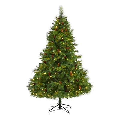 6ft. Pre-Lit West Virginia Mixed Pine Artificial Christmas Tree, Clear LED Lights