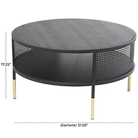 32" Black Metal Open Grid Frame Coffee Table