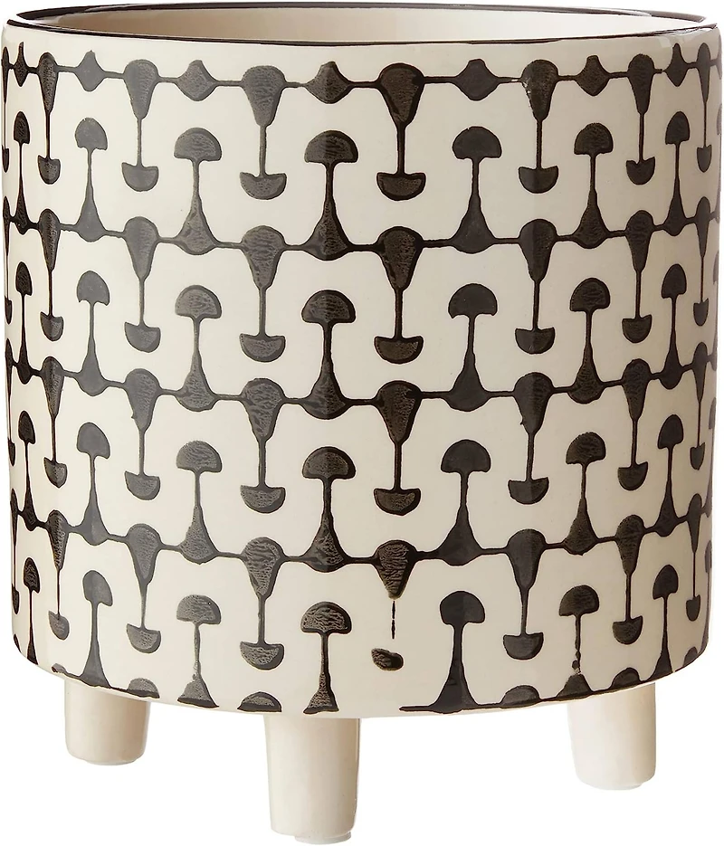 Hello Honey® 8" Footed Stoneware Planter with Abstract Print