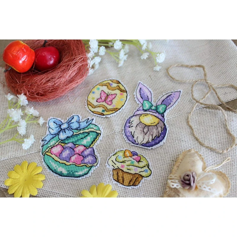 MP Studia Gnome And Cradle. Magnets Plastic Canvas Plastic Canvas Counted Cross Stitch Kit