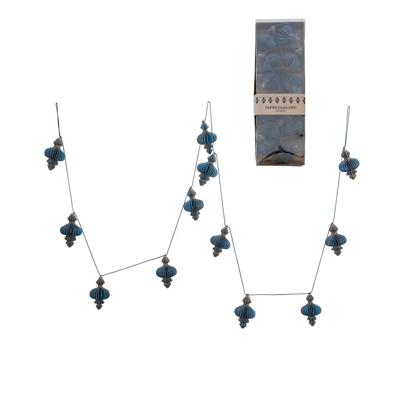 Hello Honey® 6ft. Handmade Recycled Paper Honeycomb Finial with Gold Glitter Garland